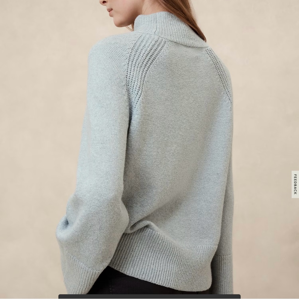 Banana Republic Cozy Mock-Neck Sweater Aquamarine Large - Picture 2 of 3